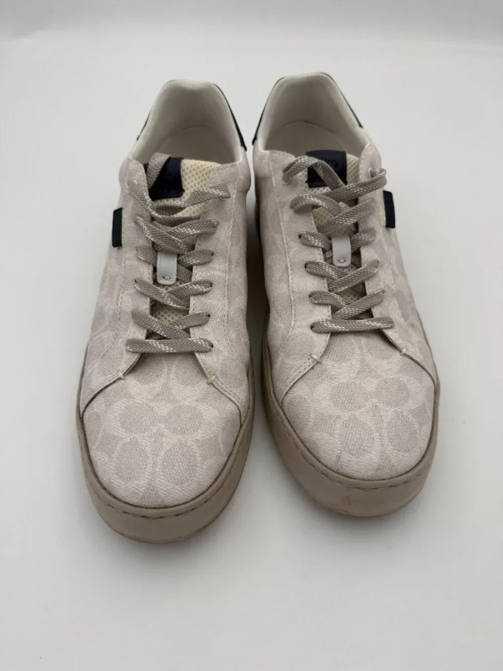 Men's 12D Coach Leather+ Lowline Signature Low Top Sneaker Chalk Cobalt G5025 WI - Picture 2 of 7